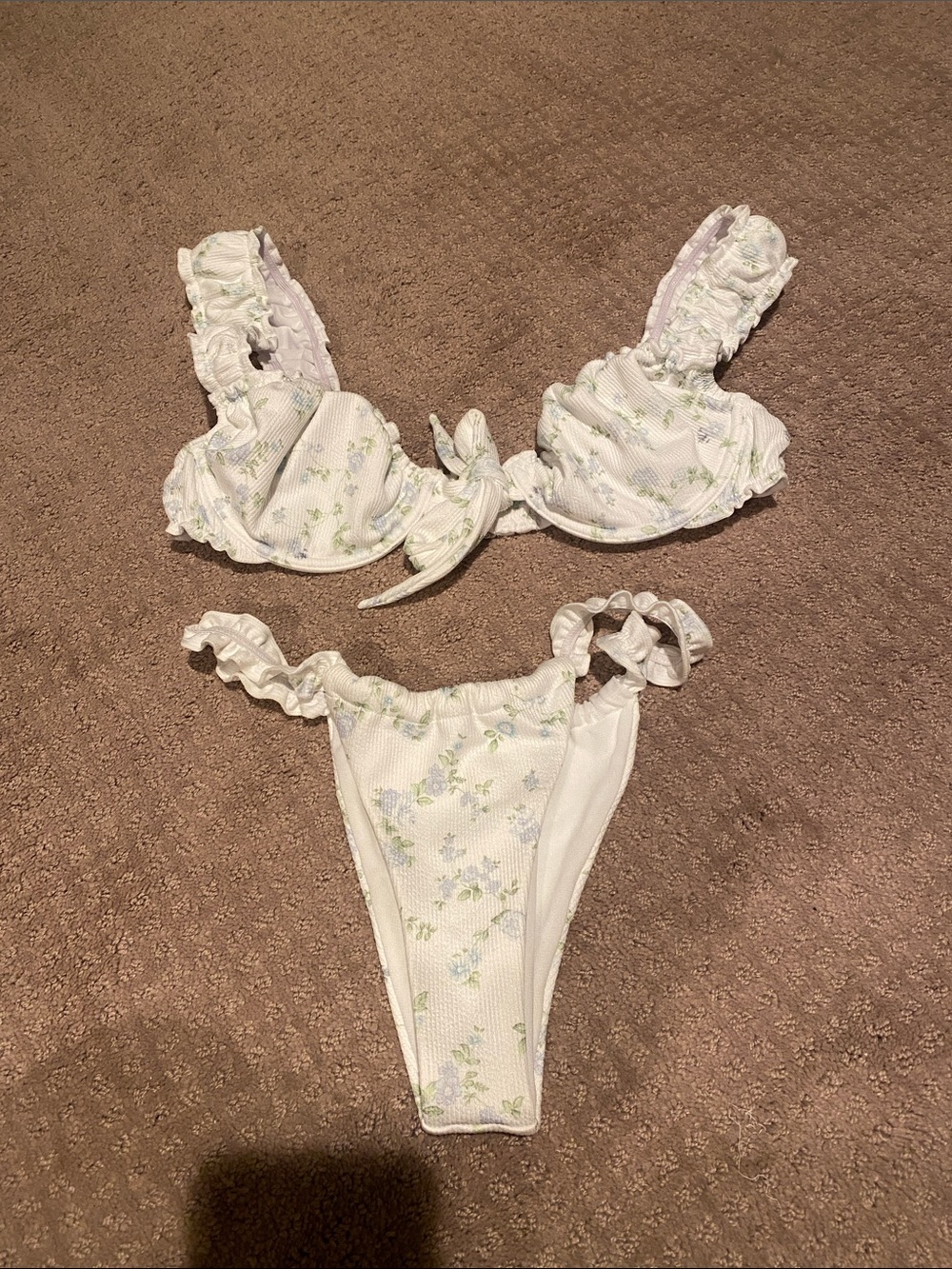 Edikted Bra and Bottom Set Blue Floral